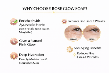 Fressy Rose Glow Soap – Ayurvedic Herbal Bathing Bar with Rose Petals & Manjishtha | Skin Brightening, Anti-Aging & Natural Pink Glow | 100g