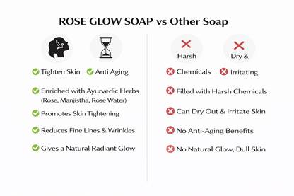 Fressy Rose Glow Soap – Ayurvedic Herbal Bathing Bar with Rose Petals & Manjishtha | Skin Brightening, Anti-Aging & Natural Pink Glow | 100g