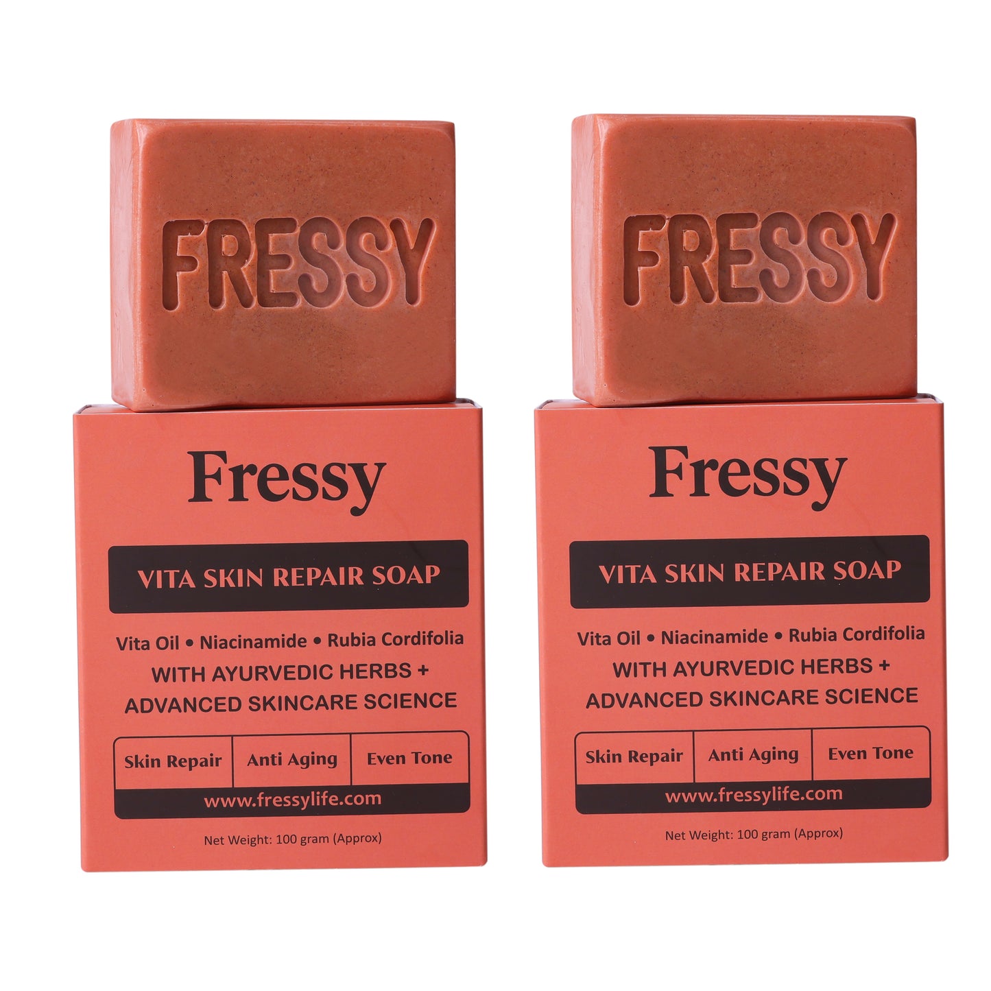 Fressy Vita Skin Repair Soap – Vita Oil, Niacinamide & Rubia Cordifolia | Skin Repair, Anti-Aging & Even Tone Herbal Bathing Bar | 100g
