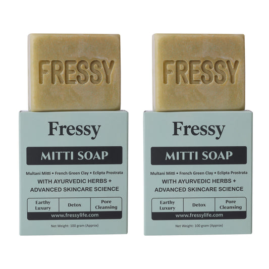 Fressy Mitti Soap – Multani Mitti & French Green Clay Detox Bathing Bar | Deep Pore Cleansing & Oil-Control Soap | 100g