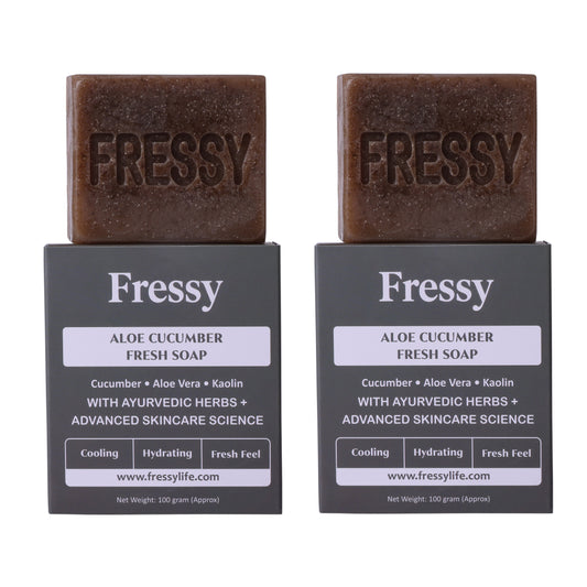 Fressy Aloe Cucumber Fresh Soap – Herbal Cooling & Hydrating Bathing Bar with Aloe Vera, Cucumber & Kaolin | Fresh Feel | 100g